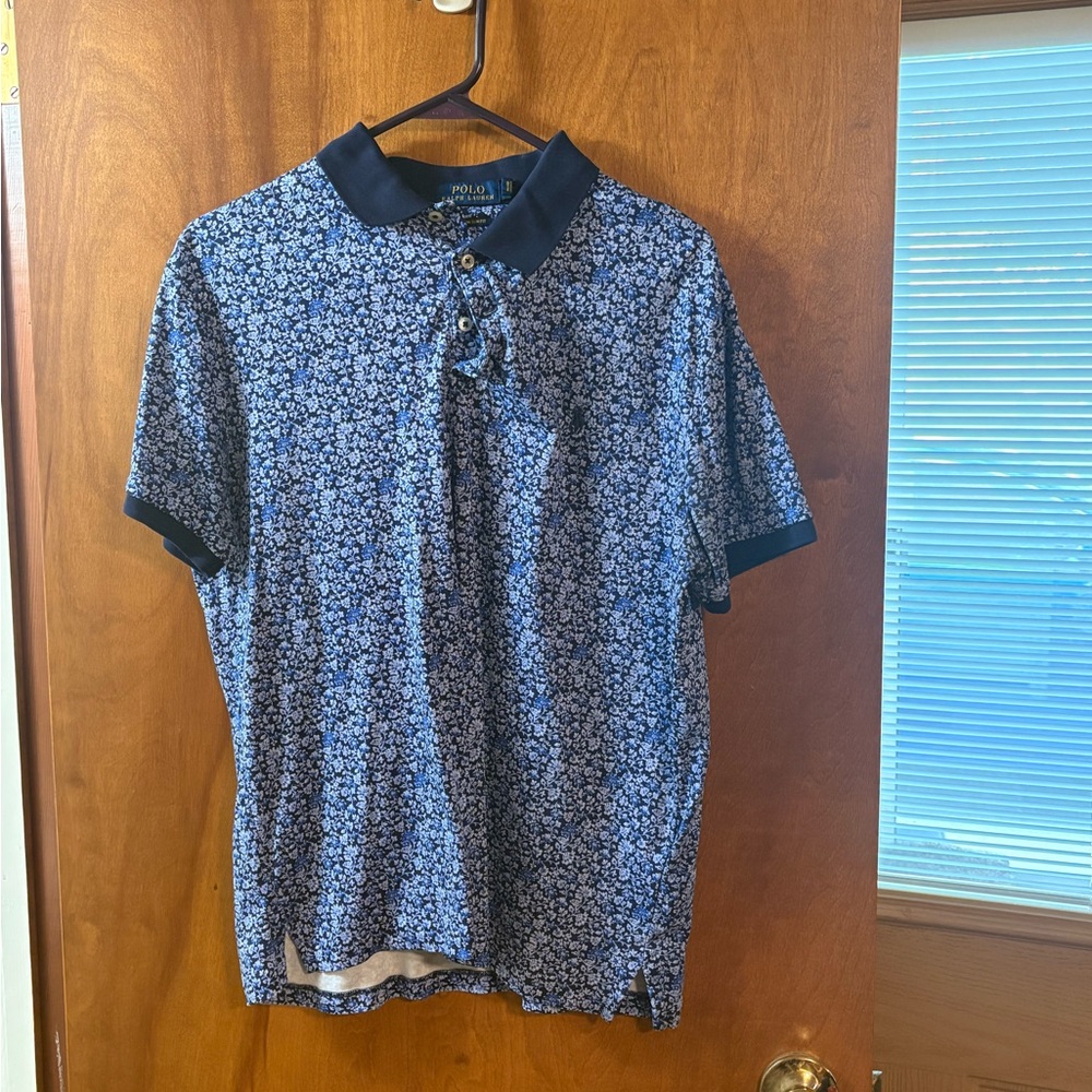 Polo by Ralph Lauren Blue Textured Polo Shirt